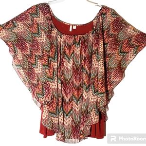 Cato women's plus size 26/28 geometric print cape-sleeve pullover top. 2015